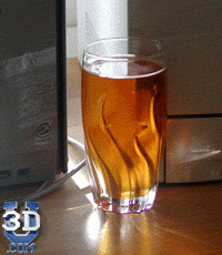 Caustics appear beside a glass